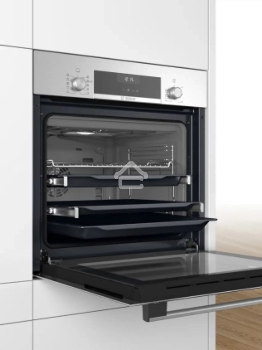 Духовой шкаф электрический Bosch HBJ558YS3Q, 60 см, 66 л, нержавеющая сталь, класс энергоэффективности А, 8 режимов, LCD-дисплей, галогенное освещение, самоочистка EcoClean