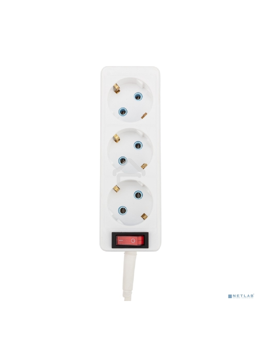 Удлинитель PROconnect 3 гнезда, 10 м, 3х0.75 мм², с/з, с кнопкой, белый