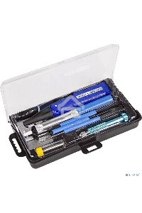 Набор для пайки REXANT (паяльник 8 Вт, оловоотсос, подставка, припой, отвертка, интрумент для монтажа)