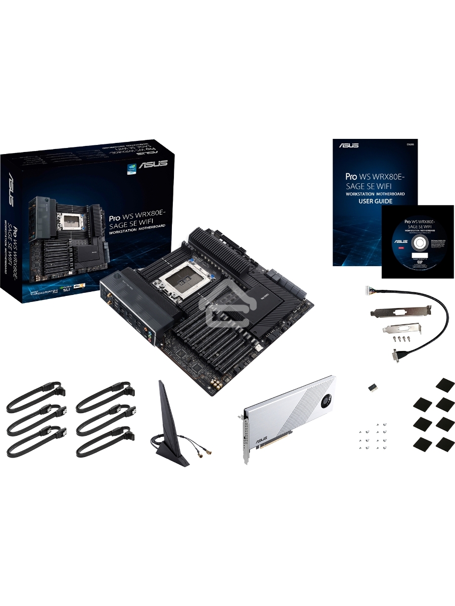 Материнская плата ASUS Pro WS WRX80E-SAGE SE WIFI, sWRX8, AMD WRX80, 8xDDR4, 8xSATA, 3xM.2, 7xPCI-E 4.0 x16, 2x 10Gb LAN, 8xUSB-A 3.2 Gen 2, 5x3.5 мм, 7.1, E-ATX