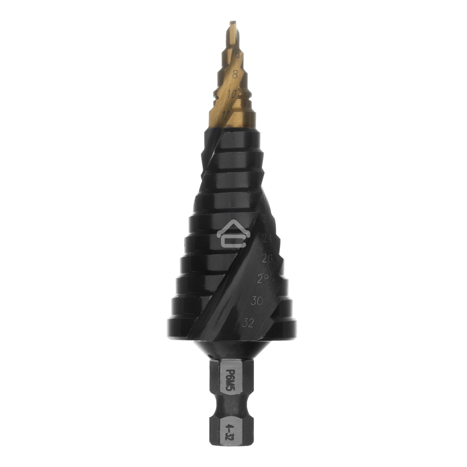 Сверло ступенчатое Denzel 4-6-8-10-12-14-16-18-20-22-24-26-28-30-32 мм, Р6М5, 6-гр. хвостовик 723606