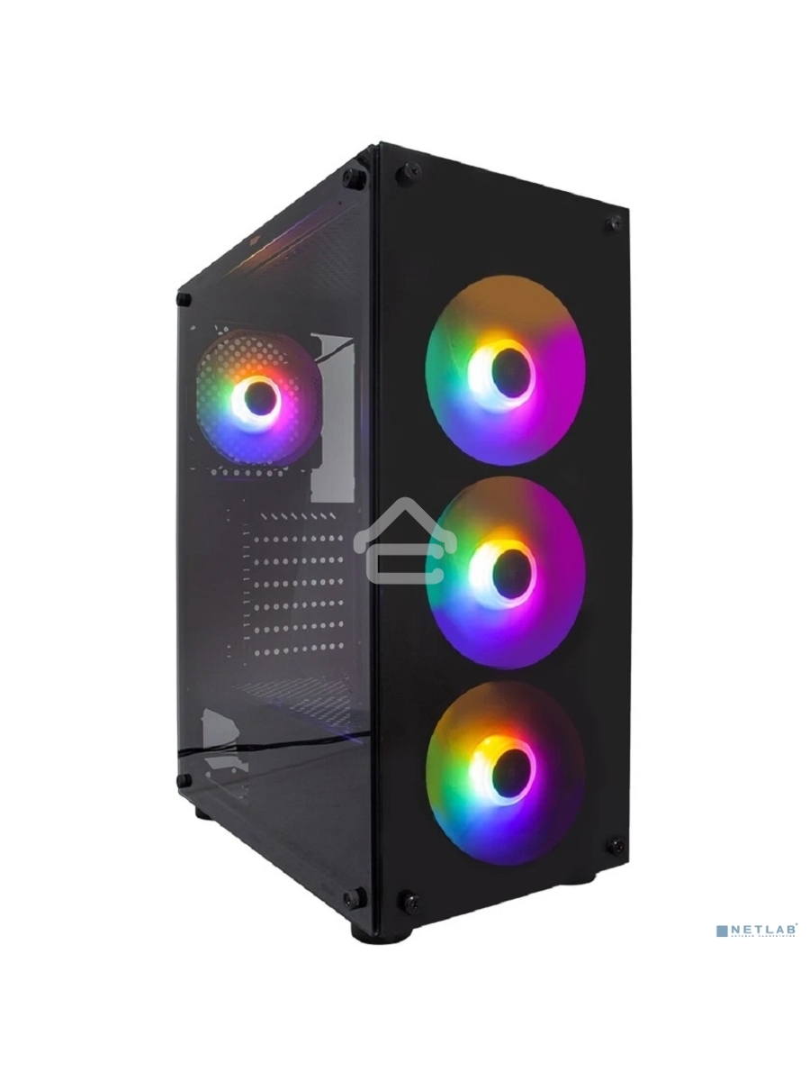 Компьютерный корпус 1STPLAYER FIRE DANCING V3-B / ATX, TG / 4x120mm LED fans inc. / V3-B-4F1