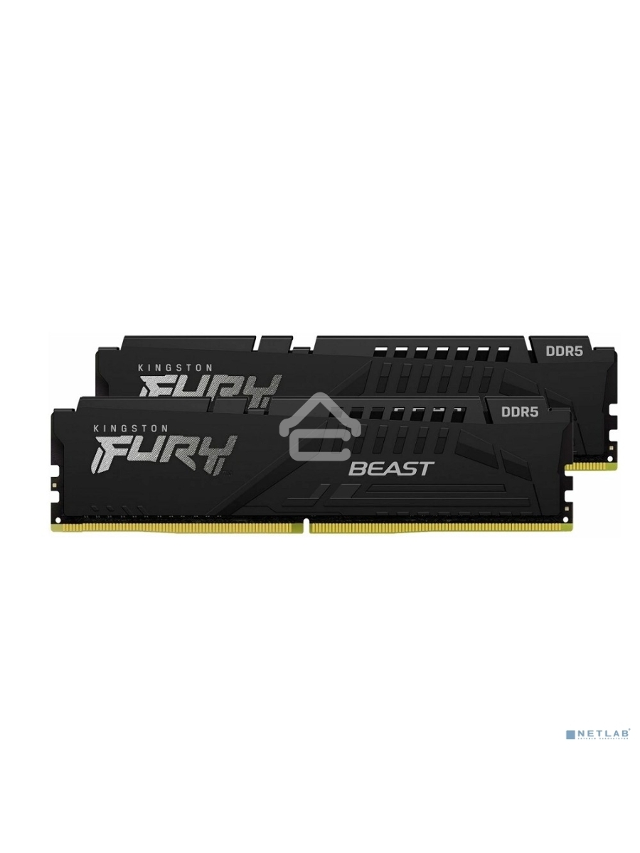 Оперативная память Kingston Fury Beast, DDR5, 64GB (2x32GB), 5600MHz, CL40, DIMM, радиатор, чёрный