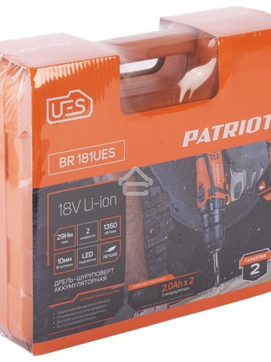 Дрель-шуруповерт Patriot BR 181UES, Аккумуляторная, 21В, 2 АКБ, Кейс
