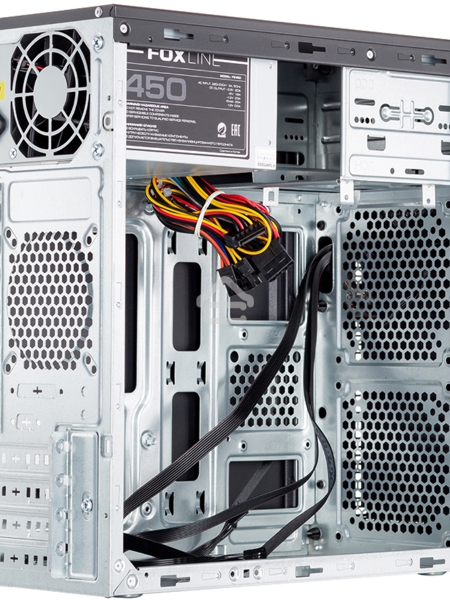 Компьютерный корпус Foxline FL-702, mATX, 1x5.25EXT, 1x3.5EXT, 2x3.5INT, 2xUSB3.0, HDA, w/o FAN, w/450W ATX PSU, w/1.2m EU pwr cord