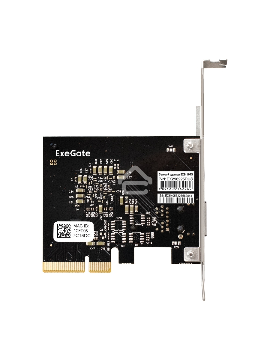 Сетевой адаптер ExeGate EXE-107S (PCI-E x4 v3.0, 1xRJ45, UTP 100Mbps/1000Mbps/2.5Gbps/10Gbps Marvell AQC107S)