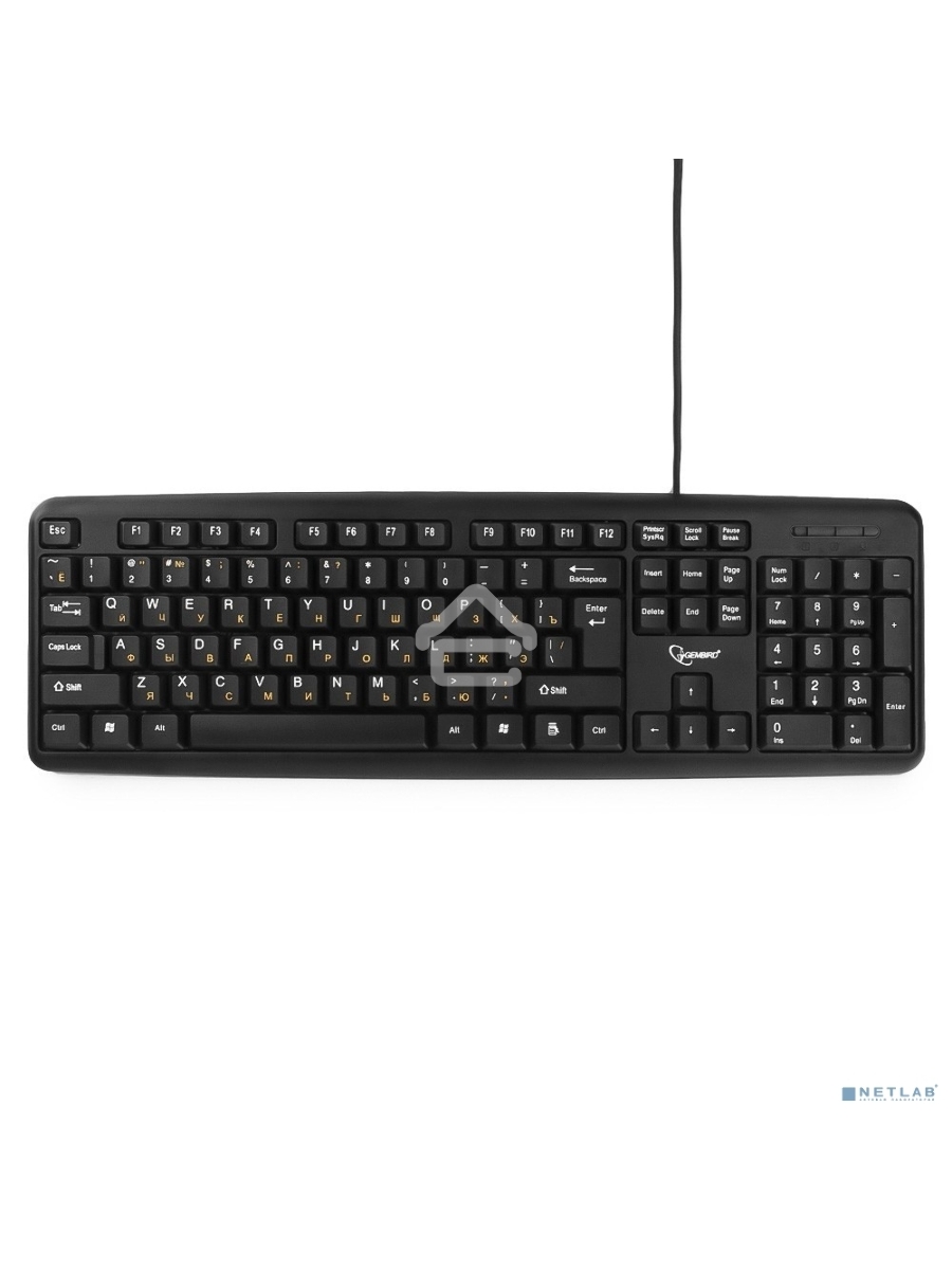 Клавиатура Gembird KB-8320U-Ru_Lat-BL, черный, USB, кнопка переключения RU/LAT,104 клавиши