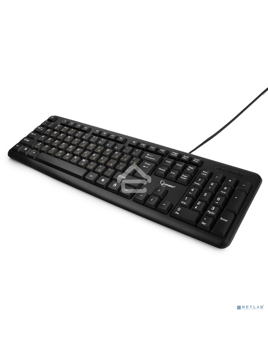 Клавиатура Gembird KB-8320U-Ru_Lat-BL, черный, USB, кнопка переключения RU/LAT,104 клавиши