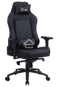 Кресло игровое Cactus CS-CHR-0112BL черный, сиденье черный, эко.кожа, с подголов. крестовина металл, пластик черный