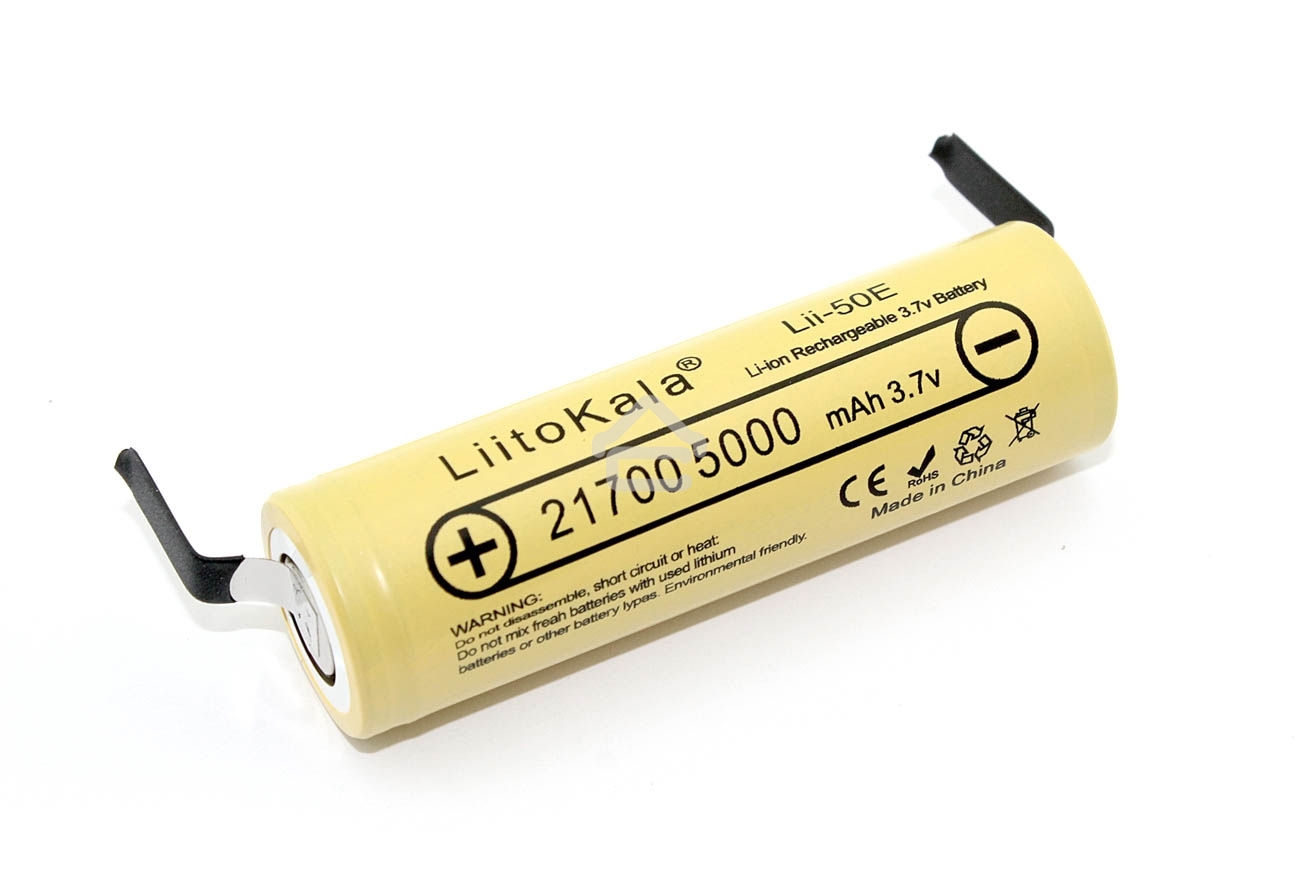 Аккумулятор типа 21700 Li-Ion LiitoKala Lii-50E-N with connectors 5000mAh, 3.7V