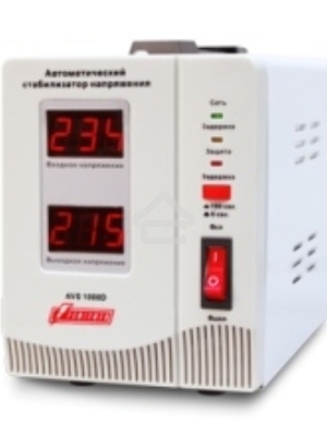 Стабилизатор напряжения Powerman AVS-D Voltage Regulator 1000VA, Digital Indication, 2x Schuko Outlets, 1m Power Cord, 230V, 1 year warranty, White