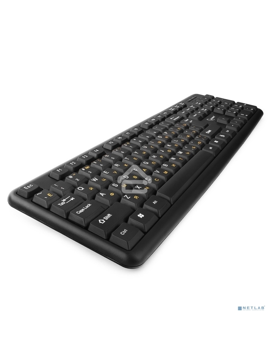 Клавиатура Gembird KB-8320U-Ru_Lat-BL, черный, USB, кнопка переключения RU/LAT,104 клавиши