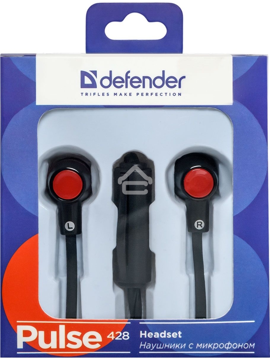 Наушники Defender Pulse 428 черный вставки
