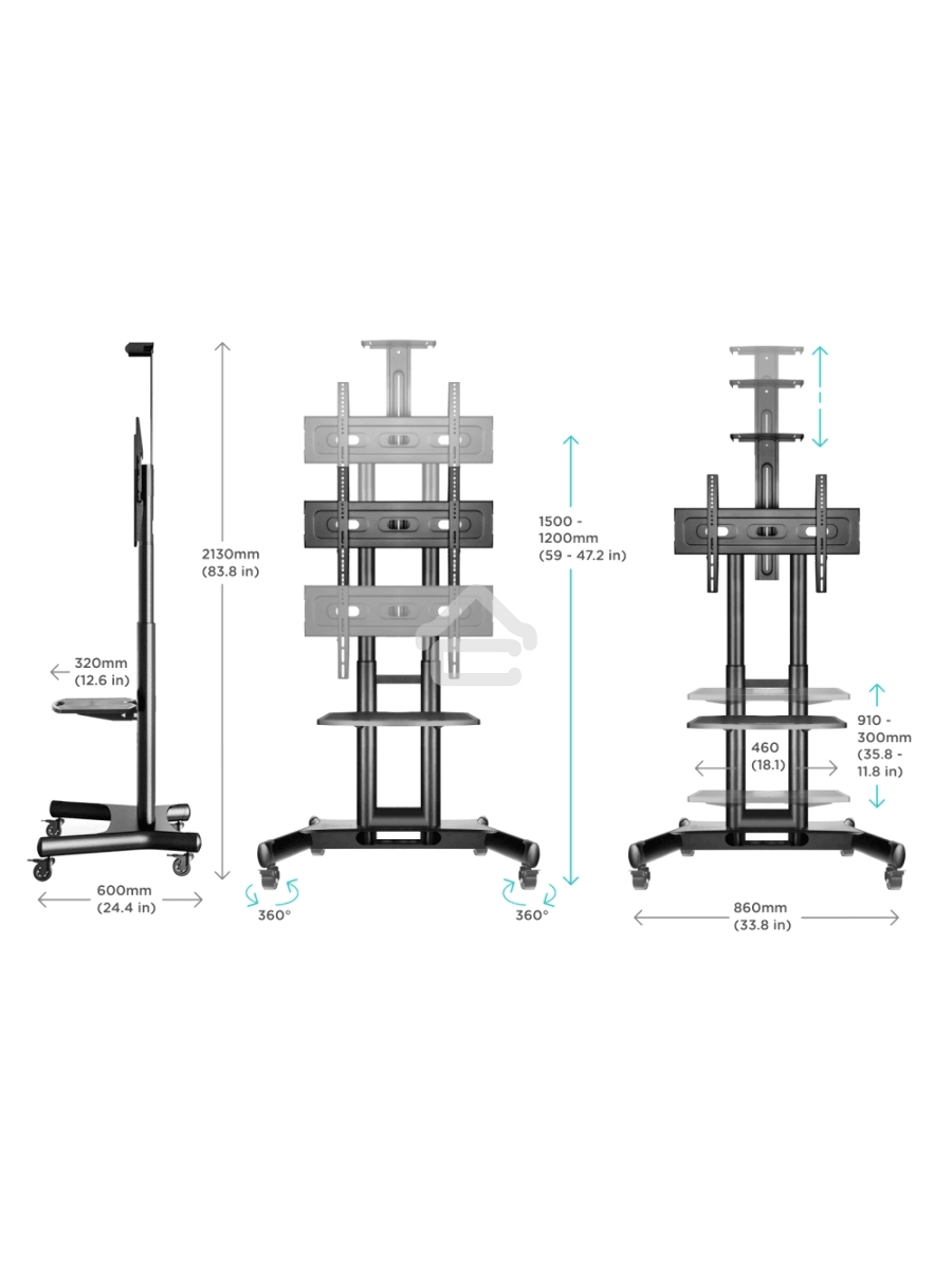 Мобильная стойка ONKRON TS1551 черный