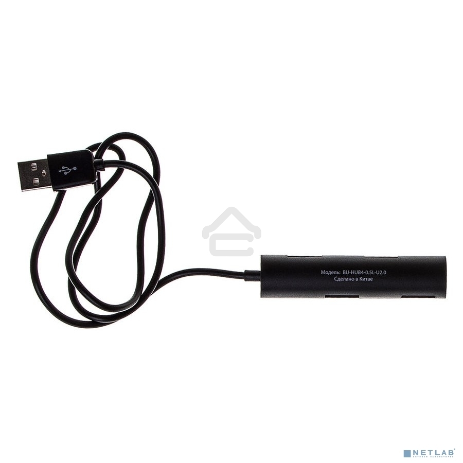 Разветвитель USB 2.0 Buro BU-HUB4-0.5R-U2.0 4порт. черный