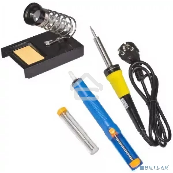 Набор для пайки Rexant №4 (паяльник 30 Вт, оловоотсос, подставка, припой, губка)