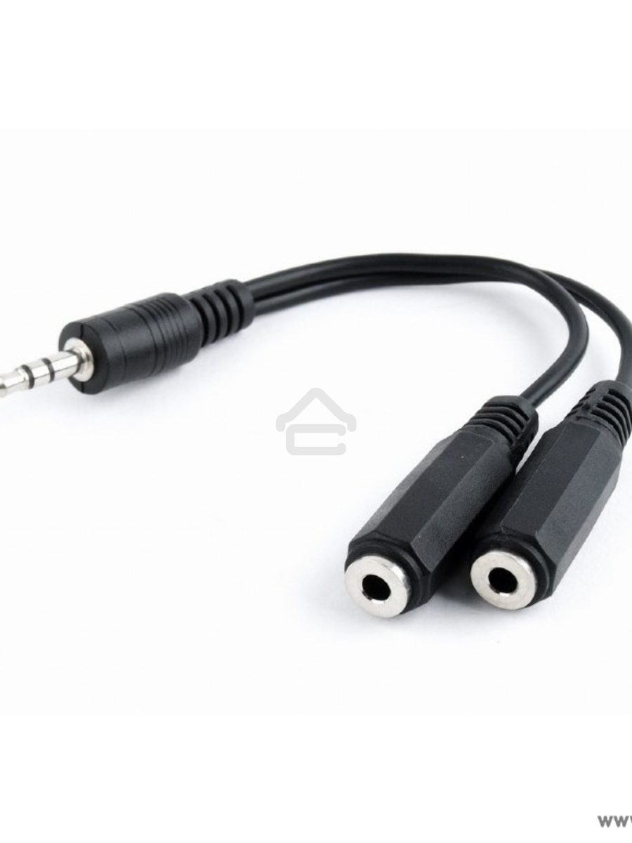 Кабель разветвитель аудио сигнала Cablexpert CCA-415-0.1M, Jack3.5 папа->2х Jack3.5 мама 10см, черный
