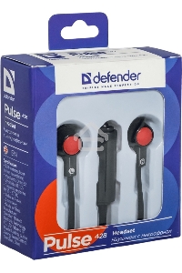Наушники Defender Pulse 428 черный  вставки