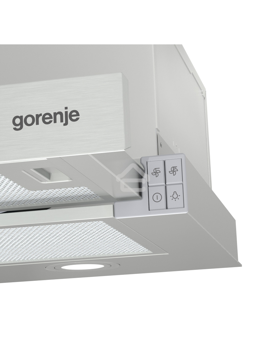 Встраиваемая вытяжка Gorenje TH62E4X, ширина 60 см, механическое управление, отвод и рециркуляция, 450 м3/ч, нержавеющая сталь