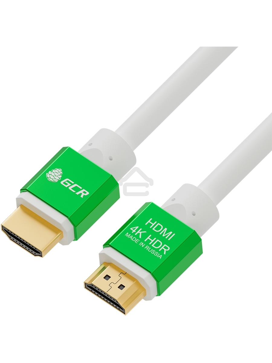 Кабель Greenconnect  1.0m HDMI версия 2.0, HDR 4:2:2, Ultra HD, 4K 60 fps 60Hz/5K*30Hz, 3D, AUDIO, 18.0 Гбит/с, 28/28 AWG, OD7.3mm, тройной экран, белый, AL корпус зеленый