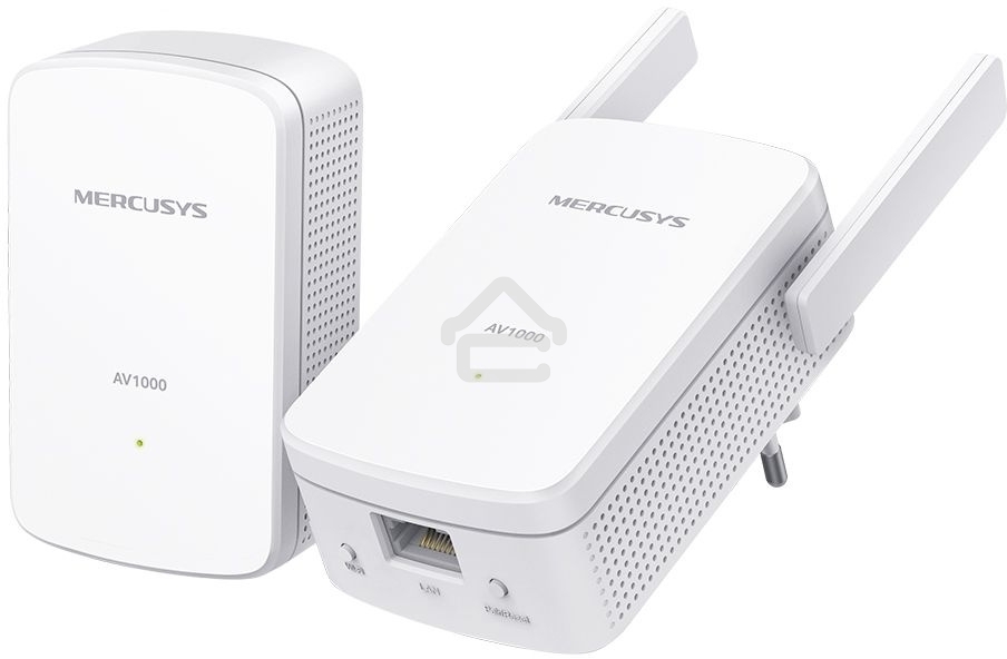 Комплект гигабитных Wi-Fi адаптеров Mercusys Powerline AV1000 Powerline kit with 300Mbps Wi-Fi, plug and play, up to 300 meters over an existing electrical circuit, the kit includes a MP510 and a MP500.