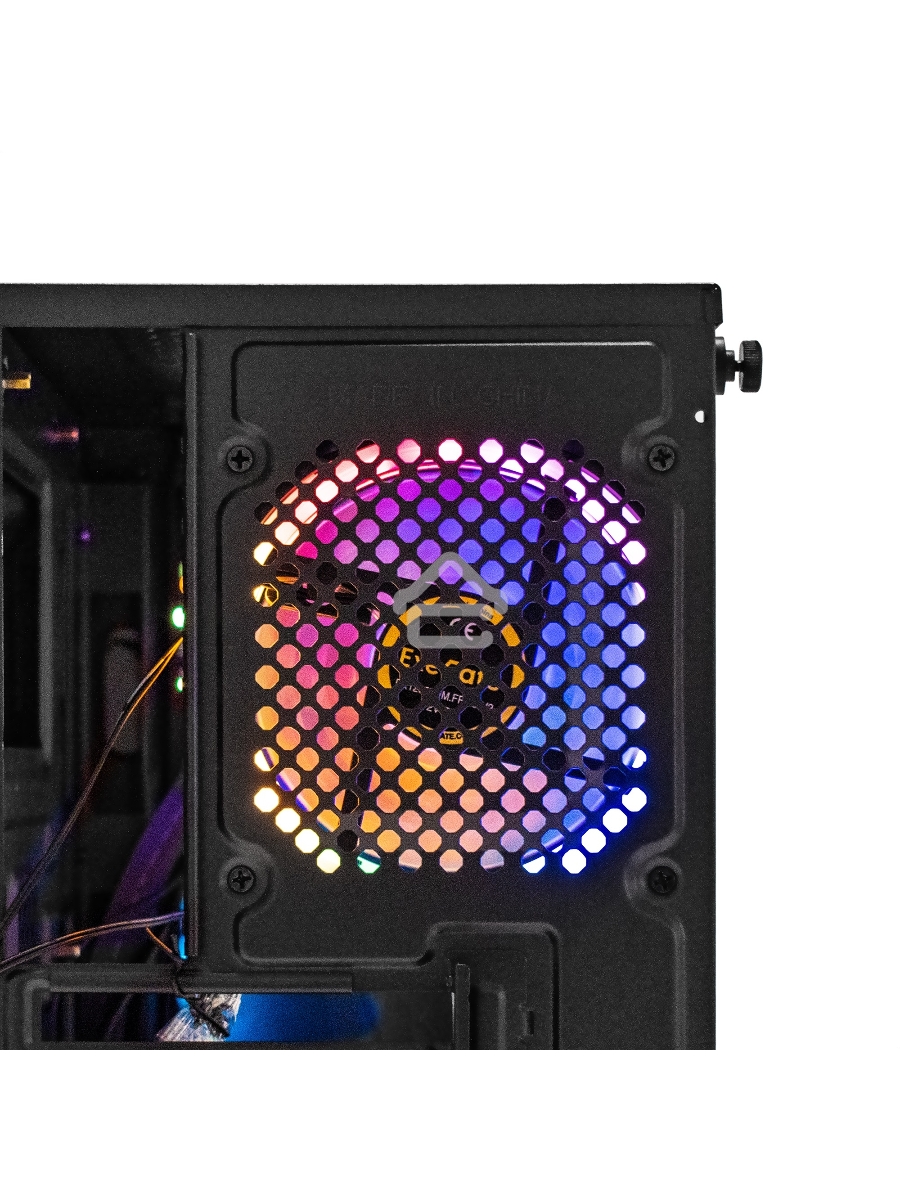 Компьютерный корпус Minitower ExeGate Mistery R2-NPX450 (mATX, БП 450NPX с вент. 12 см, 2*USB+1*USB3.0, аудио, черный, 1 вент. 12см с RGB подсветкой и полоса на передней панели, боковая панель - закаленное стекло)
