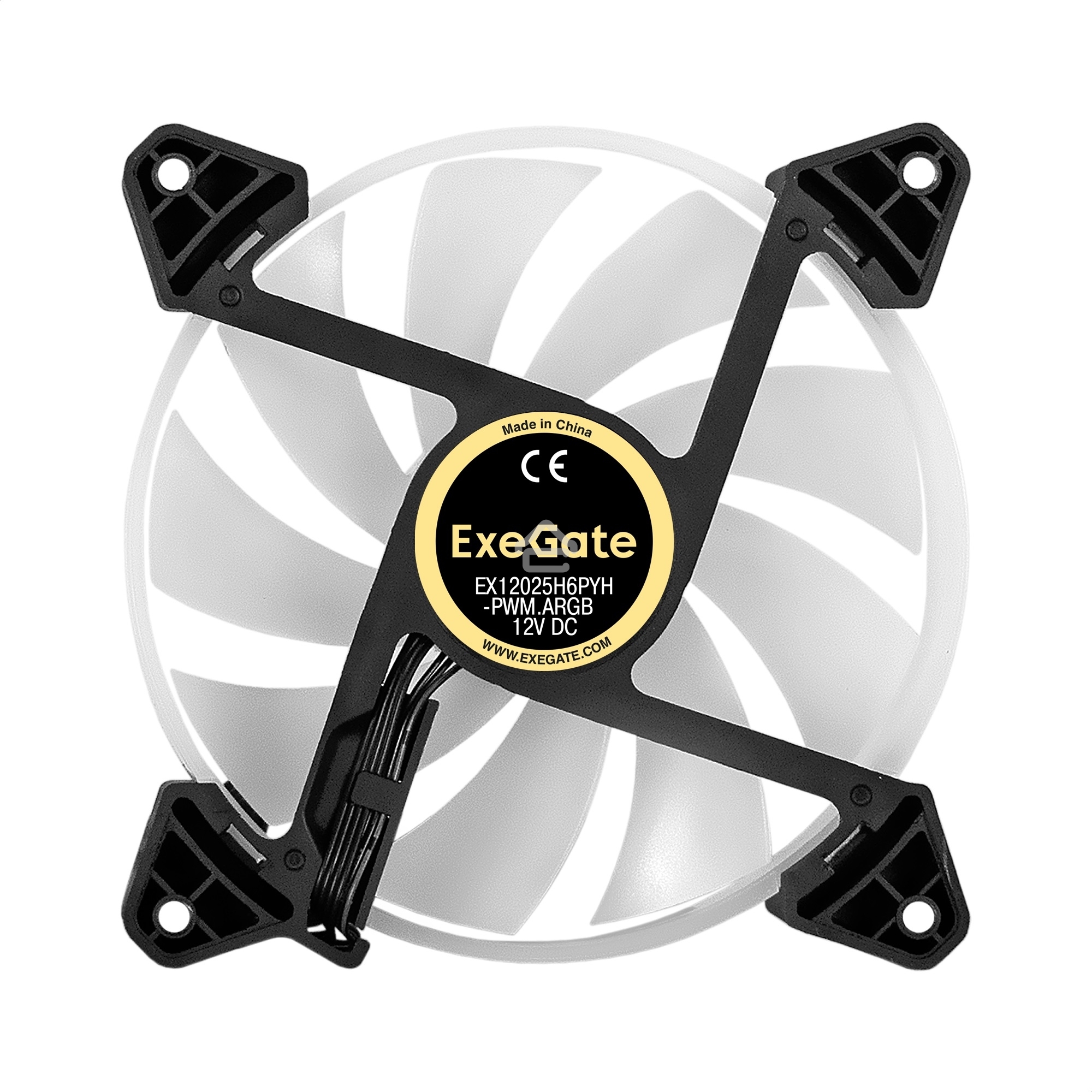 Вентилятор для корпуса ExeGate EX12025H6PYH-PWM.ARGb черный/белый, 120 мм, 1200 об/мин, 33 дБ, 6 pin