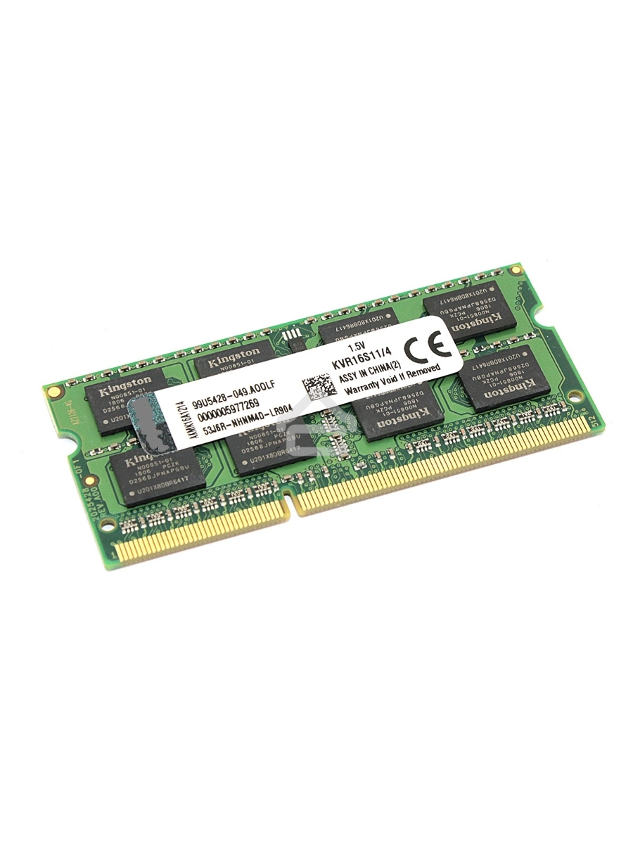 Оперативная память Kingston ValueRAM, DDR3, 4GB (1x4GB), 1600MHz, CL11, SO-DIMM