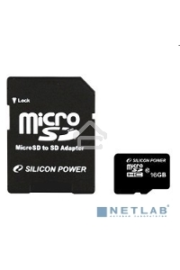 Флеш карта microSDHC 16Gb Class10 Silicon Power SP016GBSTH010V10-SP + adapter