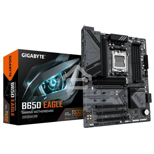 Материнская плата GIGABYTE B650 EAGLE, AM5, AMD B650, 4xDDR5, 4xSATA, 3xM.2, 1xPCI-E 4.0 x16, 1xHDMI, 1xDP, 2xUSB-C 3.2 Gen 1, 2xUSB-A 3.2 Gen 2, 6xUSB-A 2.0, 1x 1Gb LAN, 3x3.5 мм, 7.1, ATX
