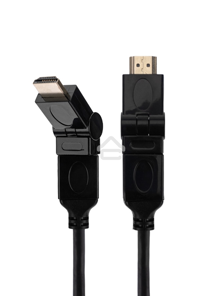 Шнур HDMI - HDMI с фильтрами, длина 2 метра, угловой 360° (GOLD) (PVC пакет) Rexant