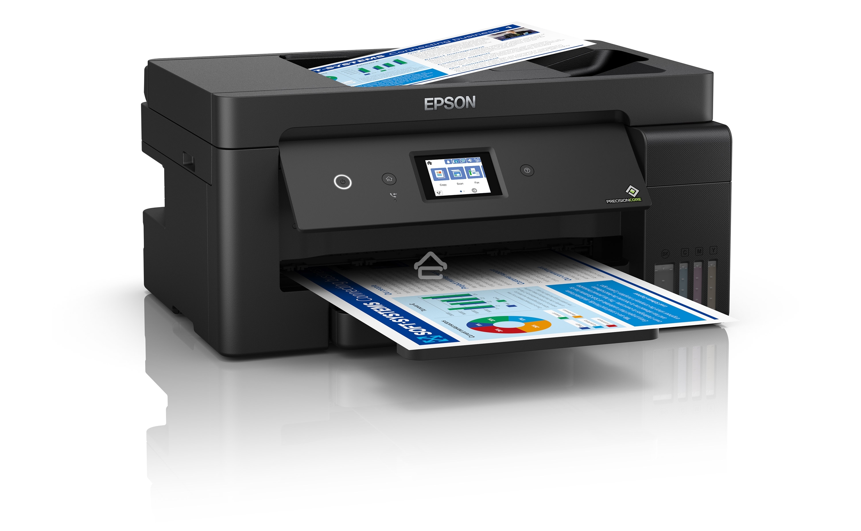 МФУ струйное Epson L14150, (C11CH96404/C11CH96505/C11CH96403/C11CH96502/C11CH96507), A3, цветной, печ. 38 стр/мин (ч/б) 24 стр/мин (цв.), 1200 x 4800 dpi (печать) 1200x2400dpi (скан.), USB, RJ-45, Wi-Fi