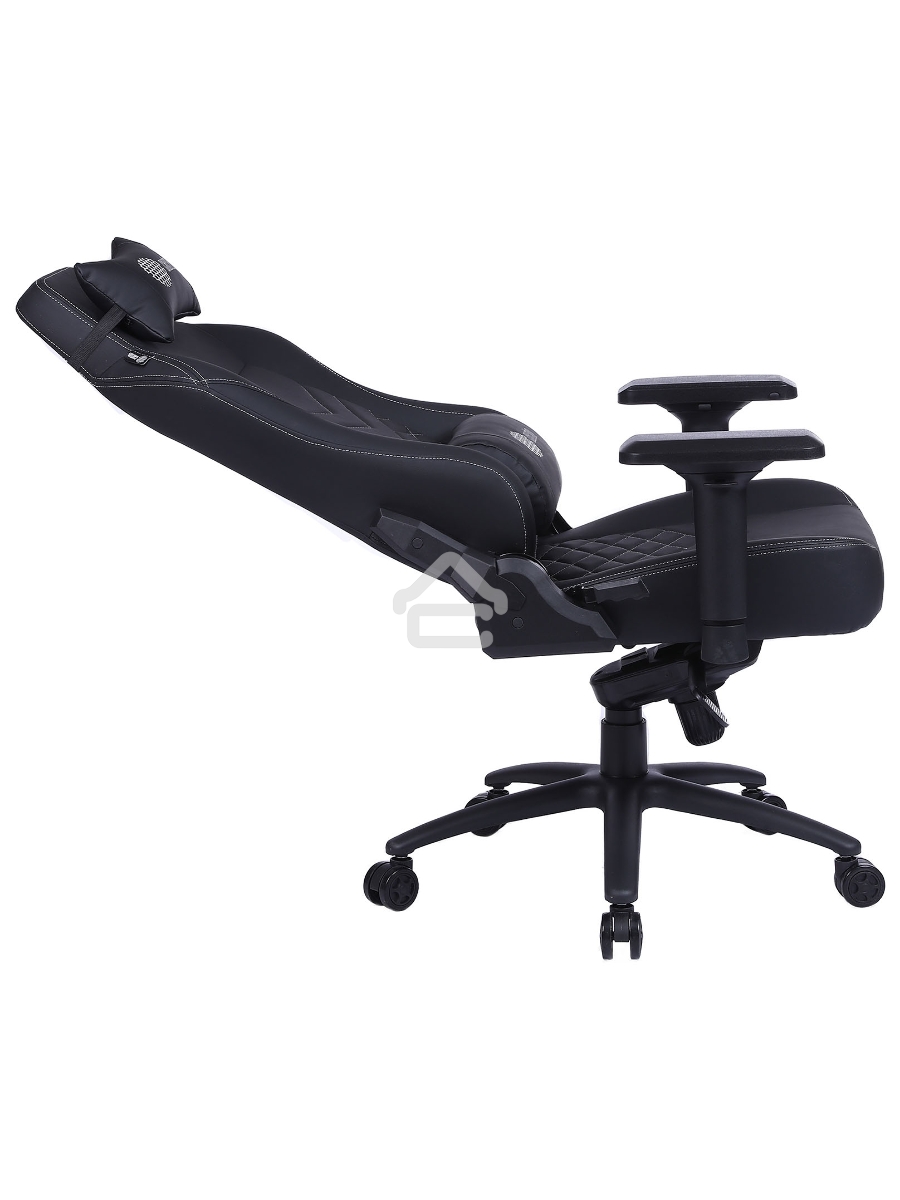 Кресло игровое Cactus CS-CHR-0112BL черный, сиденье черный, эко.кожа, с подголов. крестовина металл, пластик черный