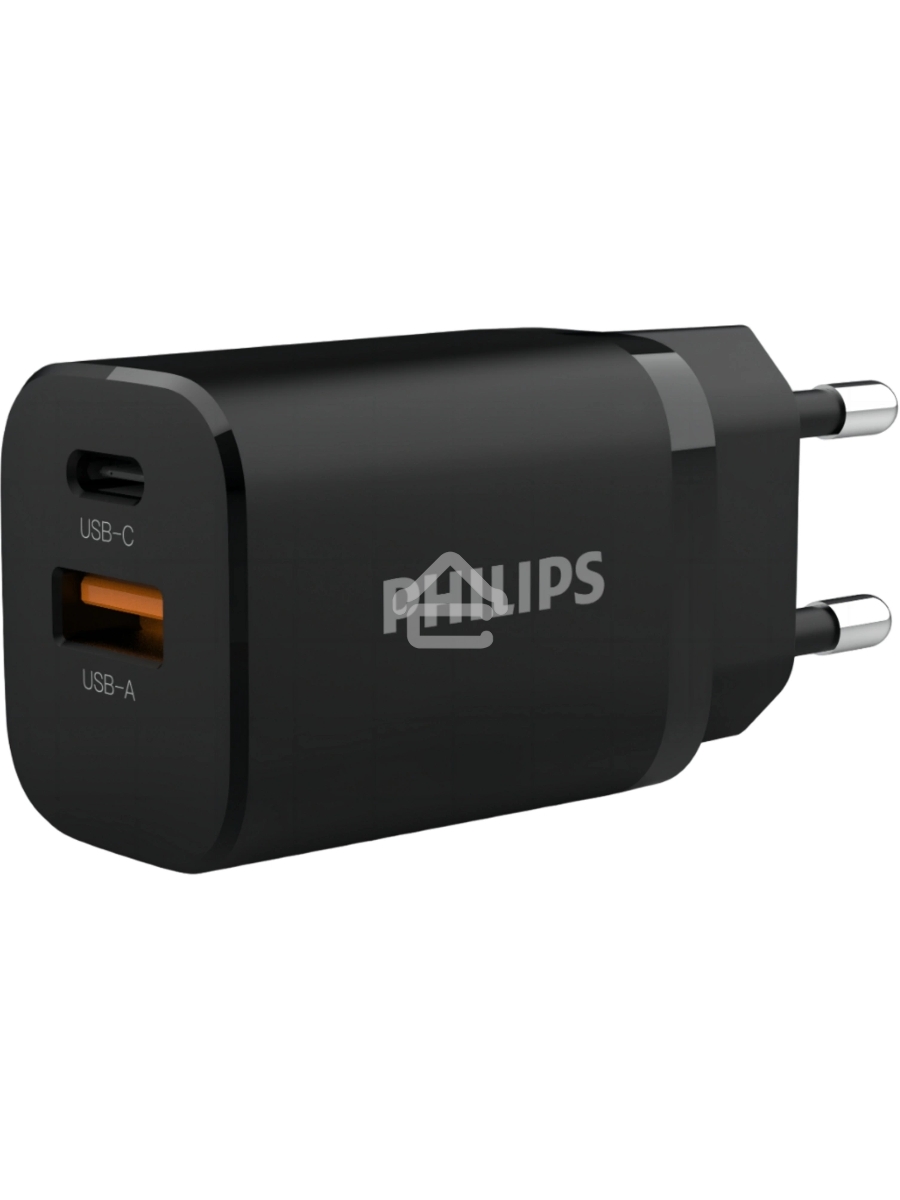 Сетевое зарядное устройство Philips DLP5331 30W 1.5A (PD) USB/USB Type-C универсальное черный