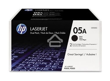 Картридж лазерный комплект HP CE505D черный для LJ P2055/P2035/P2050 (2 упак. х 2300 стр.)