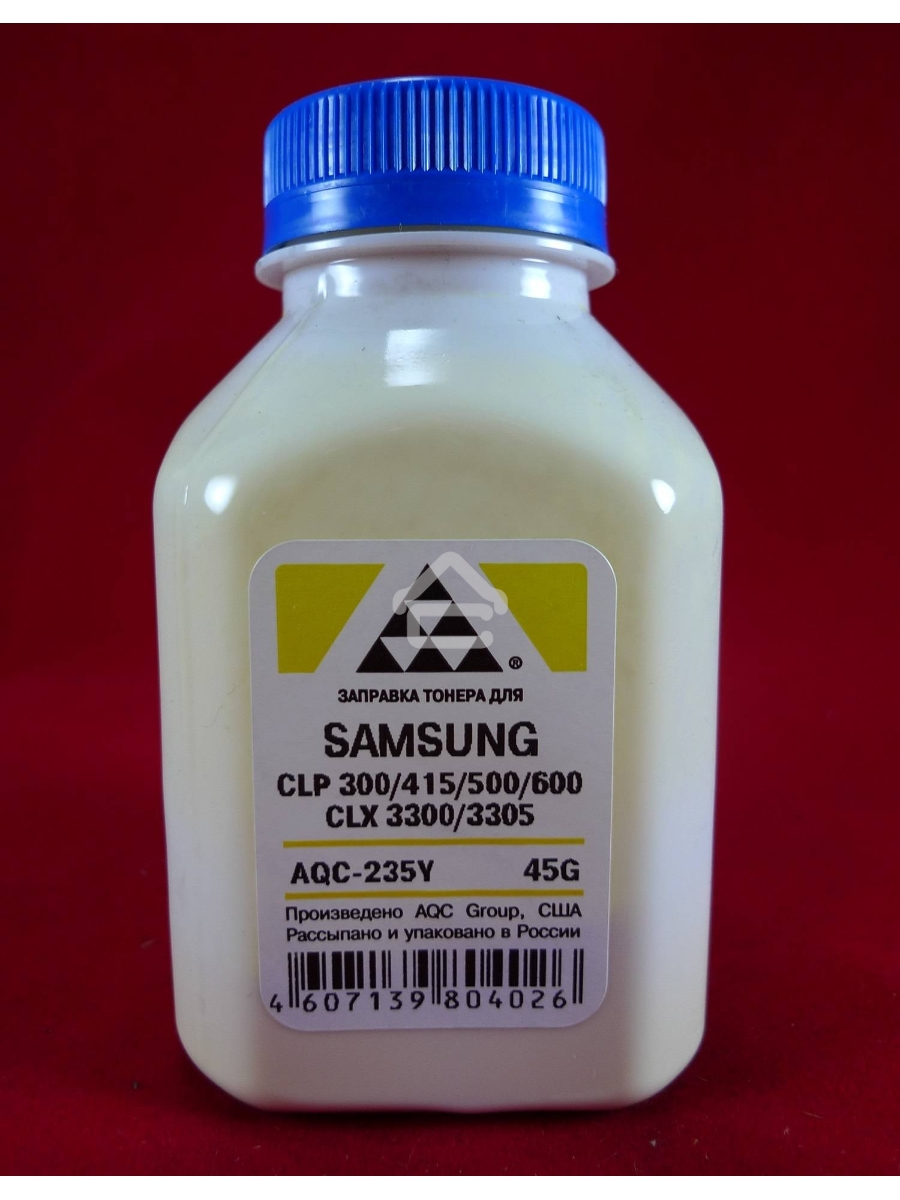 Тонер SAMSUNG CLP 300/315/320/325/360/415/500/510/600/610/660/CLX3300/3305 Yellow, (фл.45г.) AQC фас. Россия