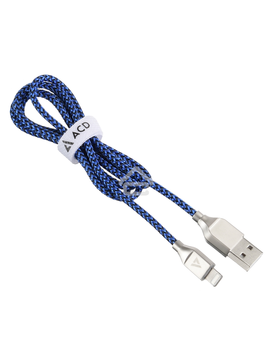 Кабель USB ACD-Titan Lightning ~ USB-A Нейлон, 1м, сине-черный (ACD-U927-P5L)