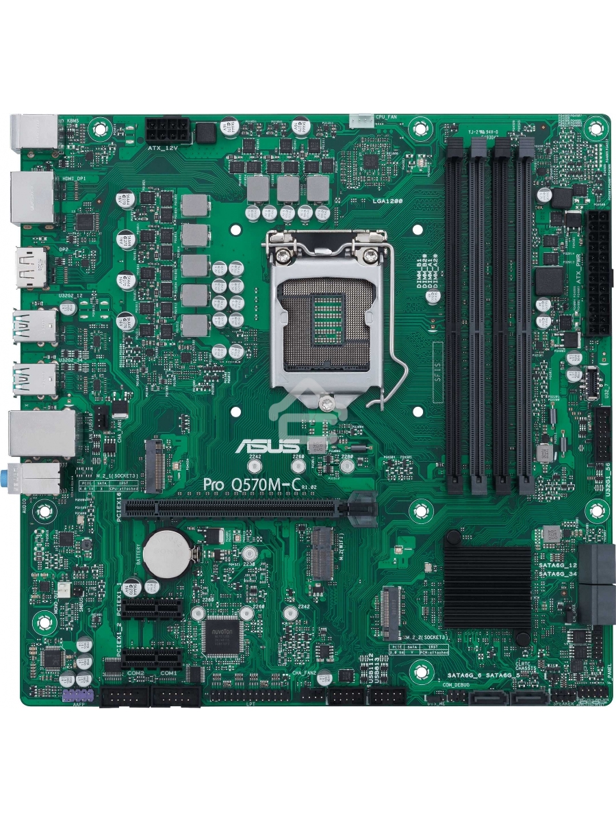 Материнская плата ASUS Pro Q570M-C/CSM, LGA1200, Intel Q570, 4xDDR4, 6xSATA, 2xM.2, 1xPCIe 4.0/3.0 x16, 2xPCIe 3.0 x1, 2xDisplayPort, 1xHDMI, 1x 1Gb LAN, 4xUSB 3.2 Gen 2 (Type-A), 2xUSB 2.0 (Type-A), 3x3.5 мм, 7.1, mATX