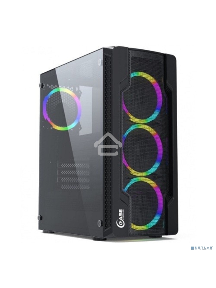Компьютерный корпус Powercase Mistral X4 Mesh LED, Tempered Glass, 4x 120mm 5-color fan, чёрный, ATX  (CMIXB-L4)