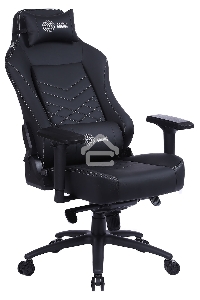 Кресло игровое Cactus CS-CHR-0112BL черный, сиденье черный, эко.кожа, с подголов. крестовина металл, пластик черный