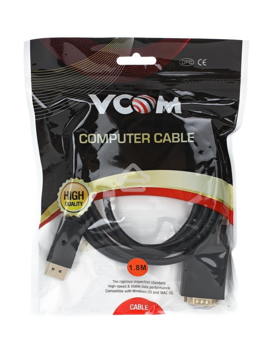 Кабель-переходник VCOM DisplayPort --> VGA_M/M 1,8м <CG607-1.8M>