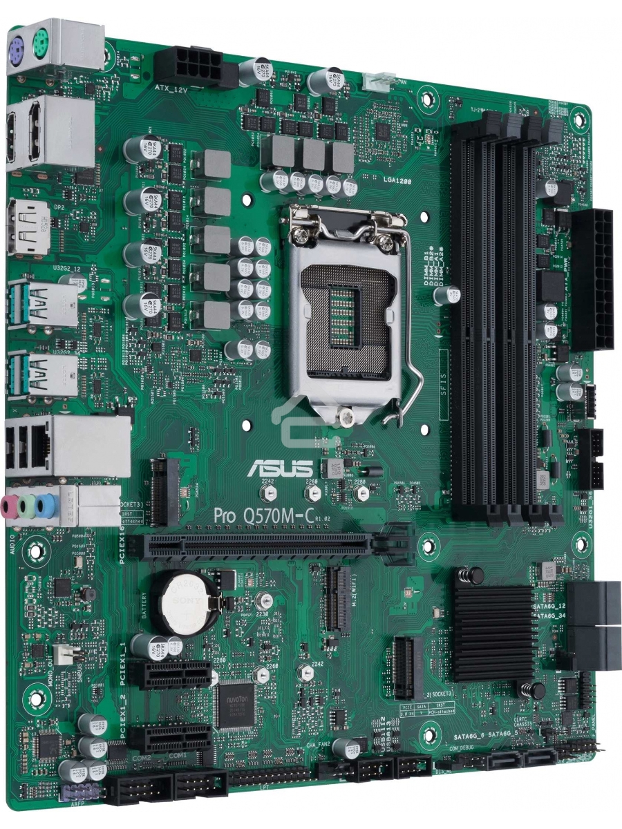 Материнская плата ASUS Pro Q570M-C/CSM, LGA1200, Intel Q570, 4xDDR4, 6xSATA, 2xM.2, 1xPCIe 4.0/3.0 x16, 2xPCIe 3.0 x1, 2xDisplayPort, 1xHDMI, 1x 1Gb LAN, 4xUSB 3.2 Gen 2 (Type-A), 2xUSB 2.0 (Type-A), 3x3.5 мм, 7.1, mATX