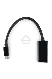 Переходник miniDisplayPort - DisplayPort, Cablexpert A-mDPM-DPF-001, 20M/20F, длина 16см, черный, пакет
