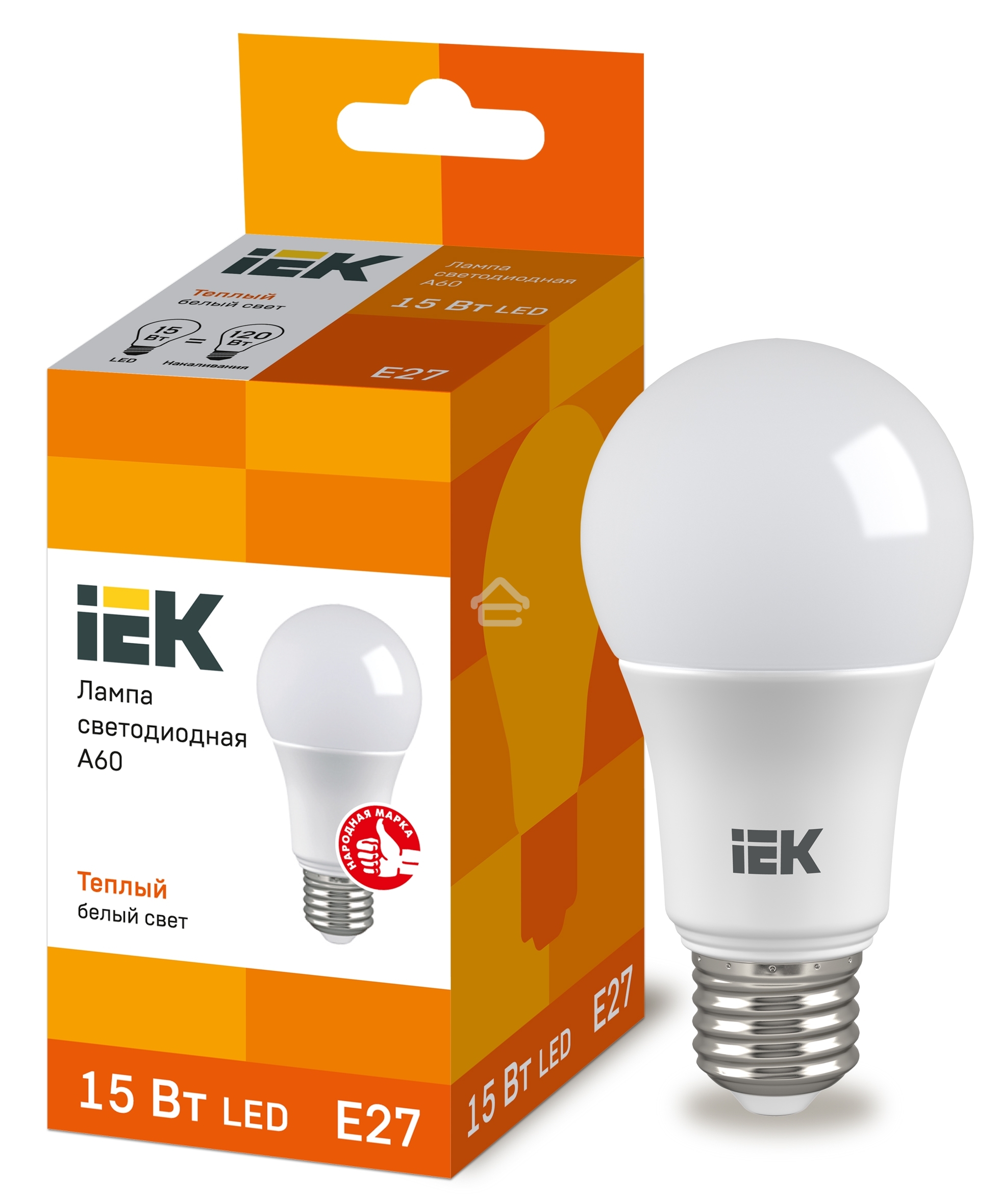 Лампа Iek LLE-A60-15-230-30-E27 светодиодная ECO A60 шар 15Вт 230В 3000К E27 IEK