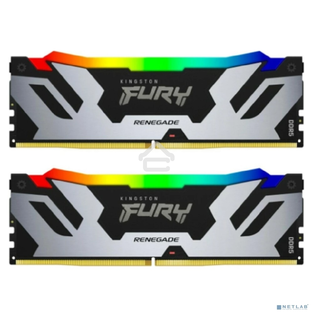 Оперативная память Kingston Fury Renegade, DDR5, 96Gb (2x48GB), 6000MHz, CL32, DIMM, с радиаторами, cеребристый/черный