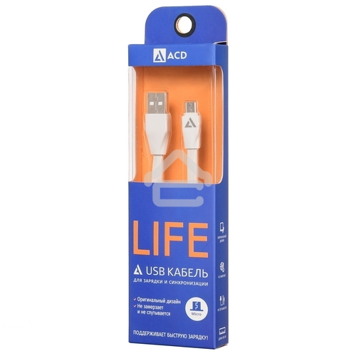 Кабель USB ACD-Life MicroUSB - USB-A TPE, 1м, белый