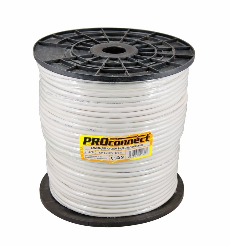 Кабель КВК-В-2+2x0,75 мм² (Cu/CCA) (96) белый (бухта 200 м) PROconnect