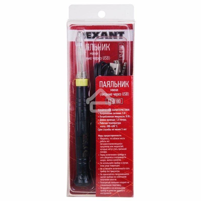 Паяльник Rexant мини 5 В/8 Вт, питание через USB