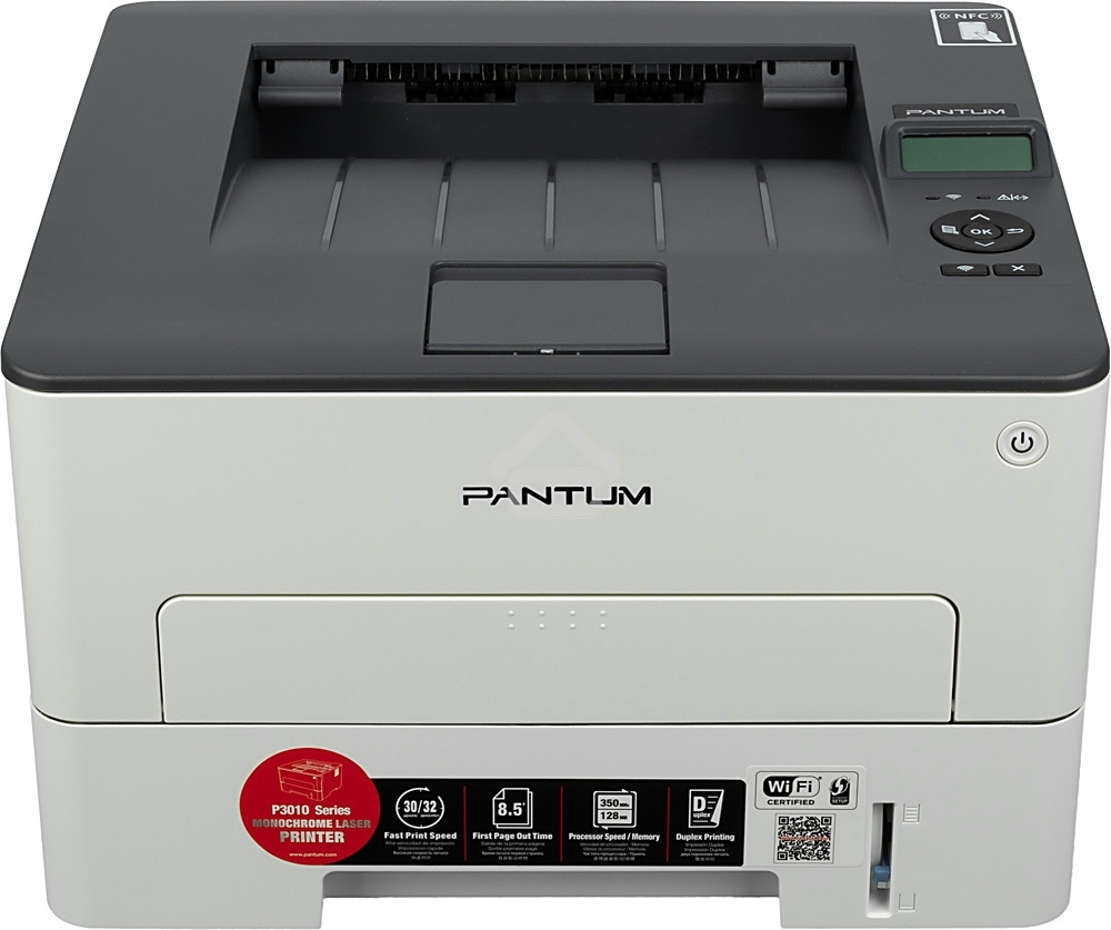 Принтер лазерный Pantum P3010DW, A4, ч/б, печ. до 30 стр/мин., 1200 x 1200 dpi, USB, RJ-45, Wi-Fi, NFC