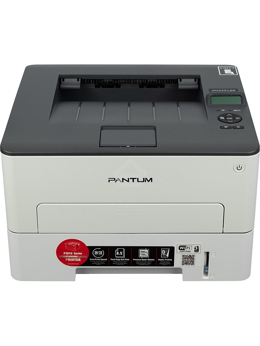 Принтер лазерный Pantum P3010DW, A4, ч/б, печ. до 30 стр/мин., 1200 x 1200 dpi, USB, RJ-45, Wi-Fi, NFC
